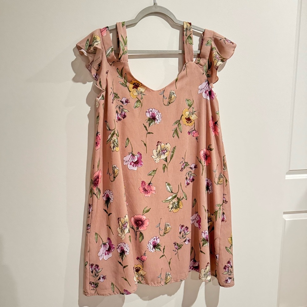 Peppermint Pink Floral Cold Shoulder Dress
